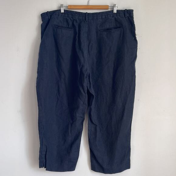L. L. Bean Class Fit 100% linen lagenlook minimalist cropped trouser pants - Picture 6 of 6